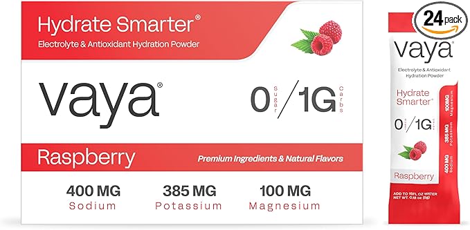 Vaya - Sugar Free Electrolyte Powder Packets – Give Your Body Instant Hydration - with Fasting Electrolytes (30 Pack, Raspberry)