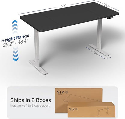 VIVO Electric 60 x 30 in Standing Desk, Memory Height Adjustment, 1B Series, Black Top Gray Frame, DESK-KIT-1G6B-30