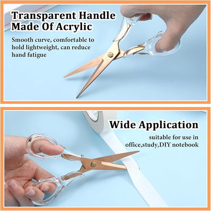 Heavy Duty Rose Gold Scissors Craft Scissors Clear Acrylic Scissor Craft Office Professional Shears for Home School Office Paper Fabric