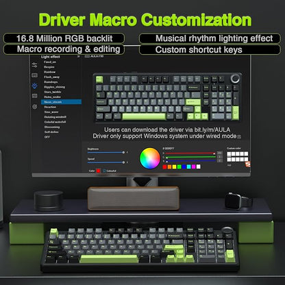 AULA F99 Pro Wireless Mechanical Keyboard with Knob,Creamy Sound,Tri-Mode BT5.0/USB-C/2.4GHz Hot Swappable Keyboard,Gasket Structure,RGB Backlit Computer Gaming Keyboards