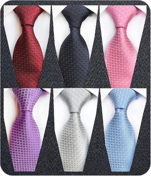 Adulove Men's Necktie Classic Silk Tie Woven Jacquard Neck Ties 6 PCS