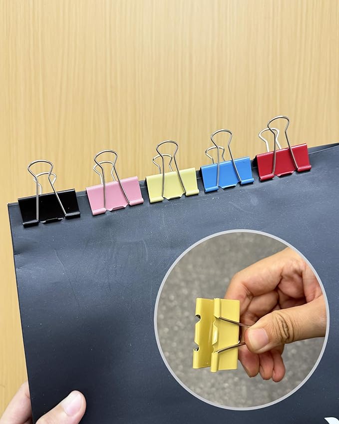 12Pcs Binder Clips 1.6in Binder Paper Clips Reusable Paper Clamps Clips for Office Supplies Organized Document Storage in Office, Study Room, School – Multicolor