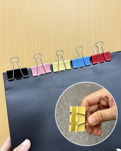 12Pcs Binder Clips 1.6in Binder Paper Clips Reusable Paper Clamps Clips for Office Supplies Organized Document Storage in Office, Study Room, School – Multicolor