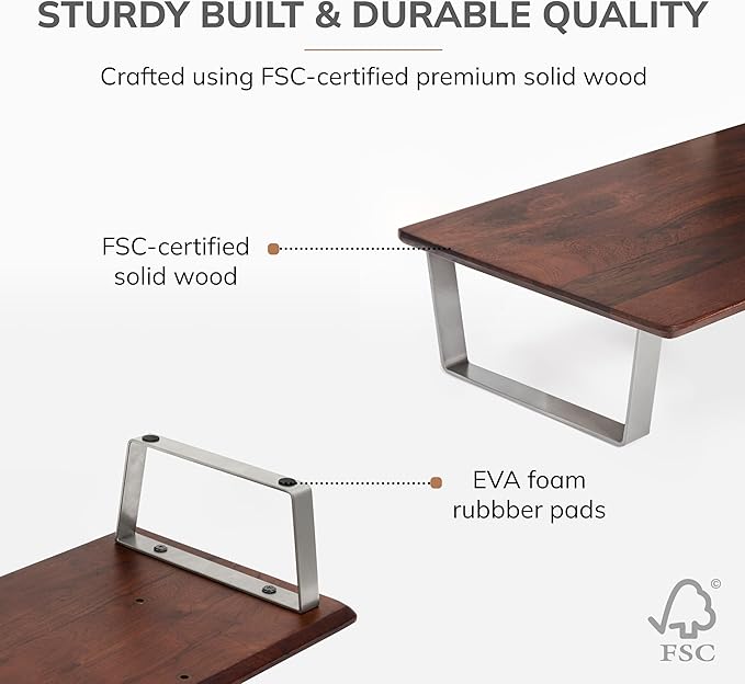 Anji Mountain Wooden Monitor Stand - Elegant Monitor Riser,Perfect Monitor Stand for Desk Organization, Durable Wood Construction monitor stands,Enhances Ergonomics and Workspace Efficiency,White Wash