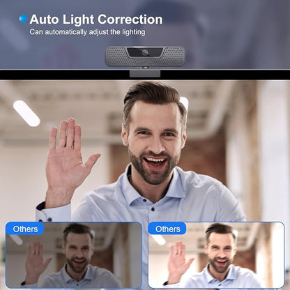 4K Auto Focus Webcam for PC, 4 AI Noise-Canceling Mics UHD Web cam, Auto Light Correction, 85°FOV Computer Web Camera, USB C Plug&Play Webcam with Tripod & Privacy Cover Works w/Zoom/Skype/Google