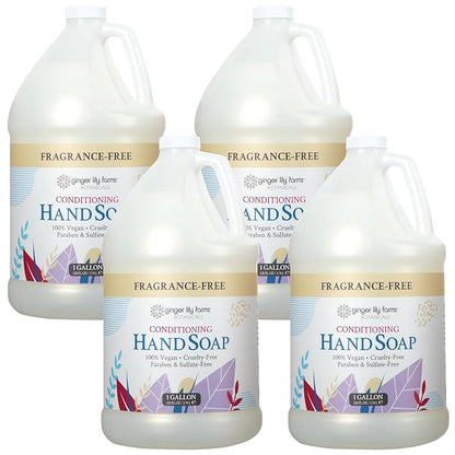 Ginger Lily Farms Botanicals All-Purpose Natural Fragrance-Free Hand Soap, Liquid Hand Soap Refill, 128 Ounces, 1 Gallon (Case of 4)