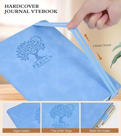 Lined Journal Notebook for Men & Women,200 Pages A5 Hardcover Leather Notebook (5.9"x8.5"), Travel Journal for Work, School, Business Writing, Note Taking, Notepad Diary (Blue)