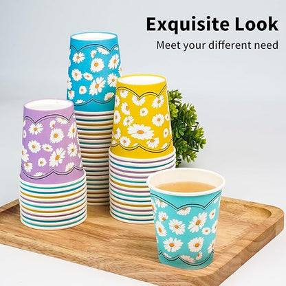 500 Pack 5oz Disposable Paper Cups, Colorful Small Mouthwash Cups, for Party, Picnics, Barbecues, Travel and Events, Daisy
