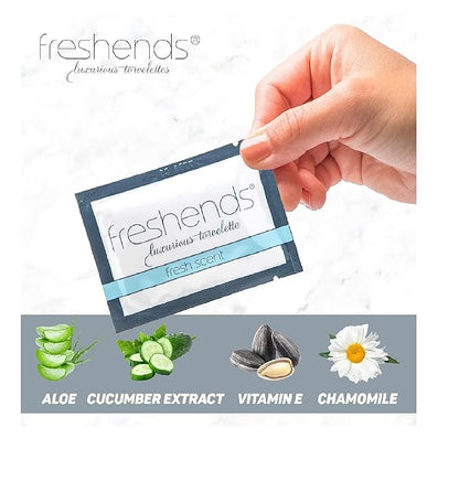 Freshends Flushable Individually Wrapped Wipes – 100 Bulk Pack Luxurious Towelettes, Guest Bathroom Essentials for Weddings, Restaurants, Bars & Clubs – Gray, Travel-Size, Disposable