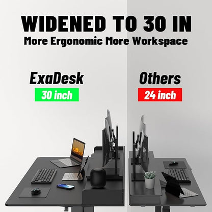 63 x 30 Inch Standing Desk with 2 Drawers, Adjustable Height Widened Stand Up Desk with Storage, Sit to Stand Ergonomic Workstation for Home Office, Classic Black