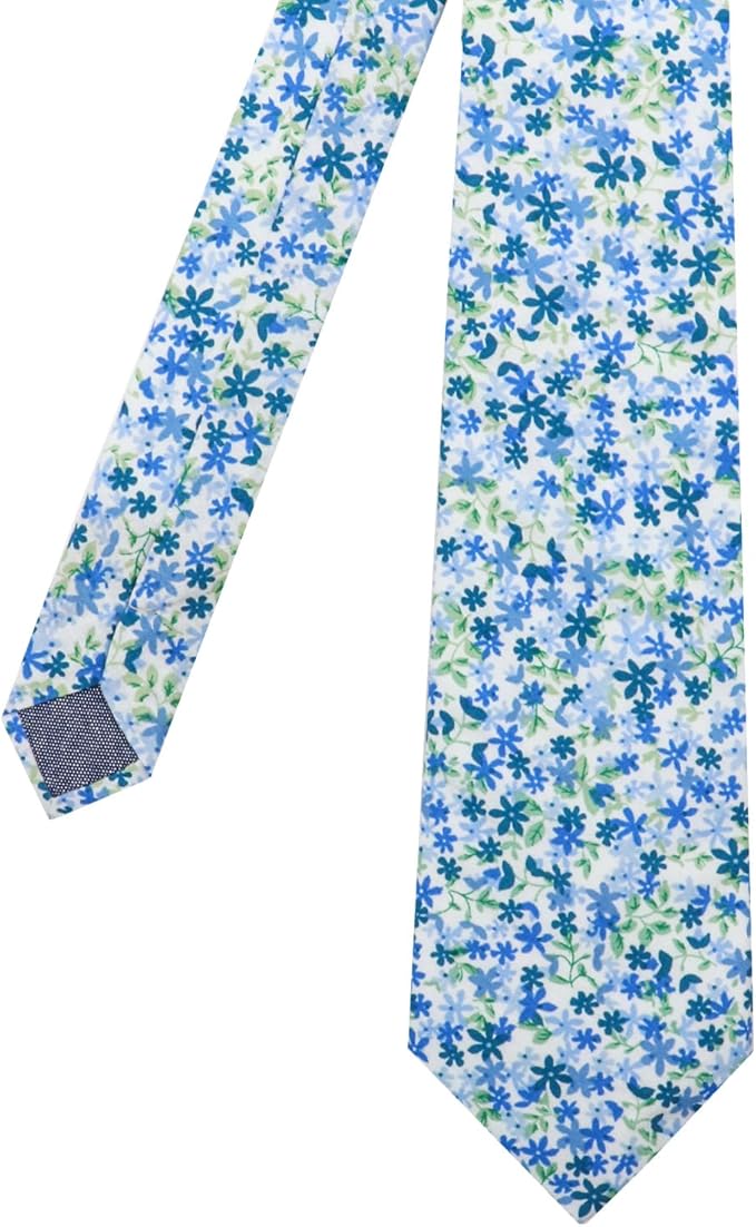 Cotton Floral Ties for Men 2.76" Men's Skinny Tie Linen Flower Printed Neck Tie for Wedding Dating Party