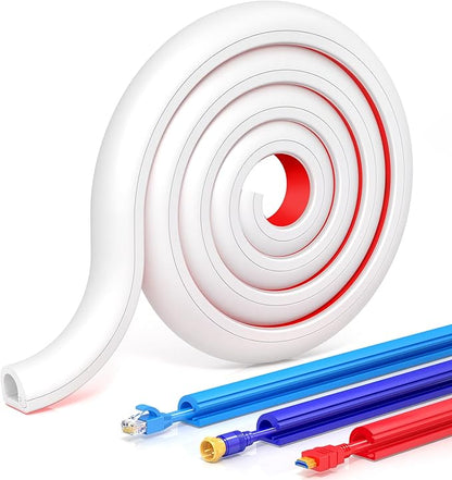 78 Inch Self-Adhesive TV Cable Hider, Home Audio Flexible Wire Cord Management, RG6 Coaxial Cable Raceways, HDMI Cable Cord Hider, White (2m)