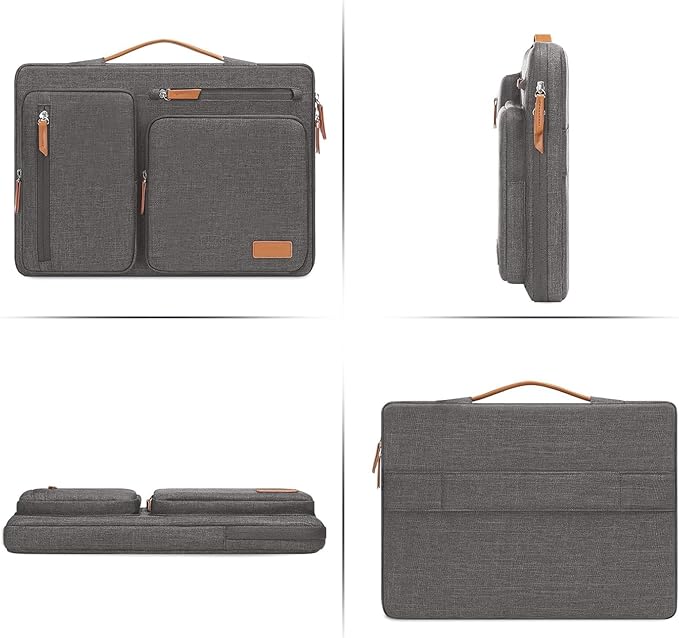 MOSISO 360 Protective Laptop Case 16 inch, 15-15.6 inch Laptop Sleeve Compatible with MacBook Pro 16, HP, Acer, Dell, Lenovo, ASUS, Side Open Carrying Case with 4 Zipper Pockets&Handle, Taupe Gray