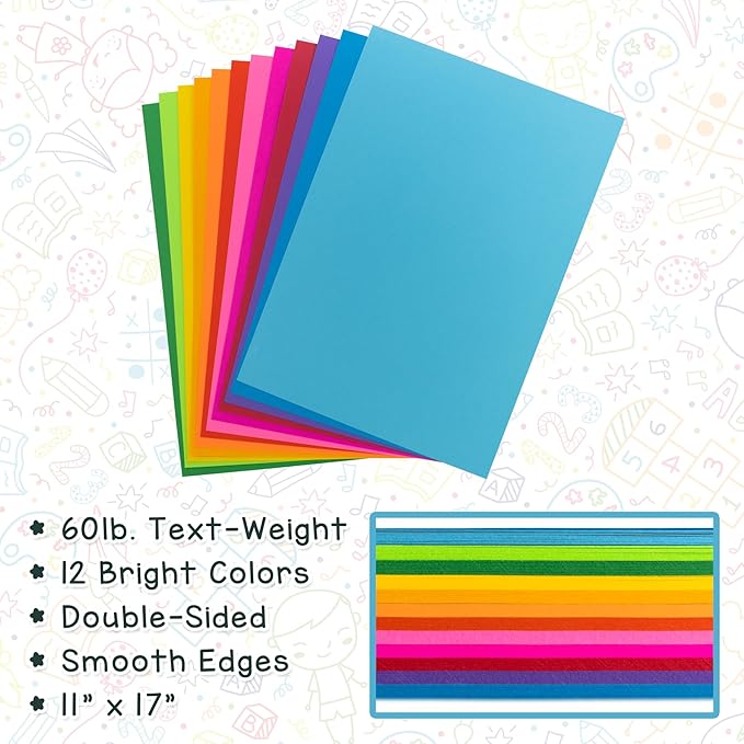 Hygloss Red Colored Paper - 24 lb, 89 GSM, Acid-Free, Fade-Resistant, 11x17-Inch Ledger Size Color Copy Paper, 90 Sheets