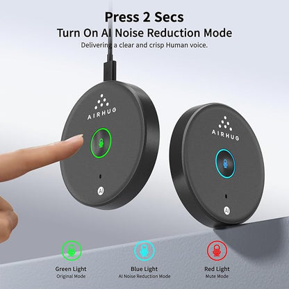 AIRHUG USB Microphone No Speaker,Desktop Computer Mic, Mute Button with LED Indicator,AI Noise Reduction,Plug & Play Omnidirectional Condenser PC Laptop Mics,for Online Calls/Class/Recording Video