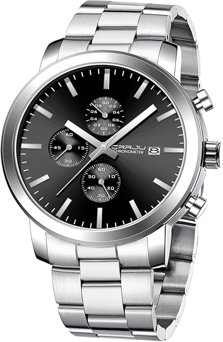 CRRJU Mens Stylish Casual Quartz Watches for Men Luxury Waterproof Calendar Chronograph Japan Movement Wristwatches