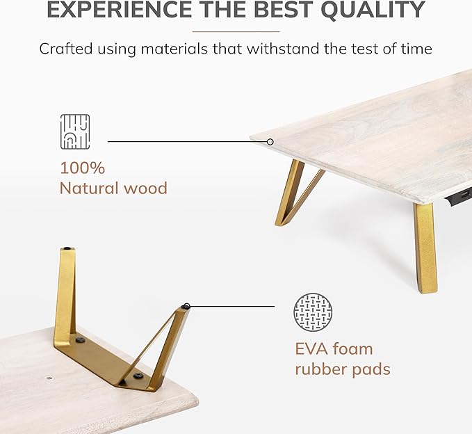 Anji Mountain Monitor Stand - Desktop Organizer & Laptop Riser, Ergonomic Monitor Riser, Space-Saving Monitor Stand for Desk, Durable Construction, Easy Assembly, Ideal for Home & Office,Walnut