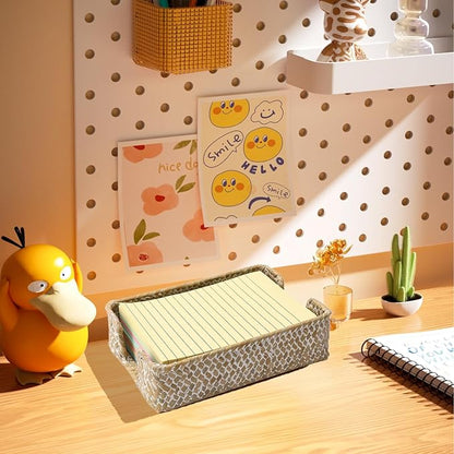 4 x 6 Inch Sticky Note Holder,Seagrass Post It Note Dispenser,Woven Sticky Note Dispenser,Farmhouse Style Post It Holder for Home Office Desk Decor,Whitewash