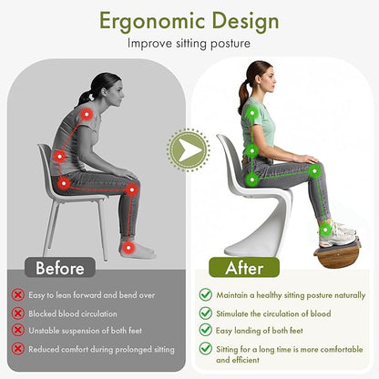 Ergonomic Wooden Footrest for Under Desk,Foot Rest with Anti-Slip Surface,Comfortable Desk Foot Stool for Office Home Gaming,Improve Posture & Promote Blood Circulation