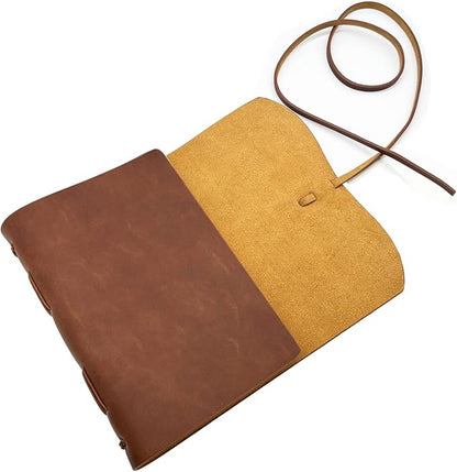 CooLeathor Large Notebook Journal - Genuine Leather Journals for Writing A4 Size Diary 8x10 Inch, Notepad For Women and Man, Gifts,Work,Travel Dark Brown