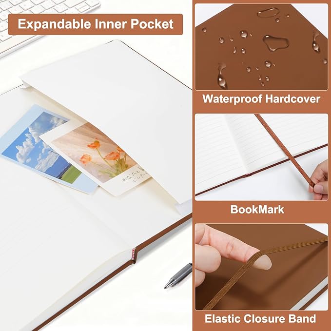 COMIX A4 Lined Journal Notebooks, 240 Pages, Large Size-8.5" x 11", Brown, Hardcover Journaling Notebooks for Men & Women- Fits for Office, Business, School, Notes Taking & Writing