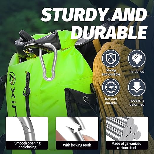 50PCS M5 Spring Snap Hook Carabiner, Heavy Duty Galvanized Steel Carabiner Clip, 220LBS Holding Capacity Spring Clips for Hammock Swing Outdoor Travel