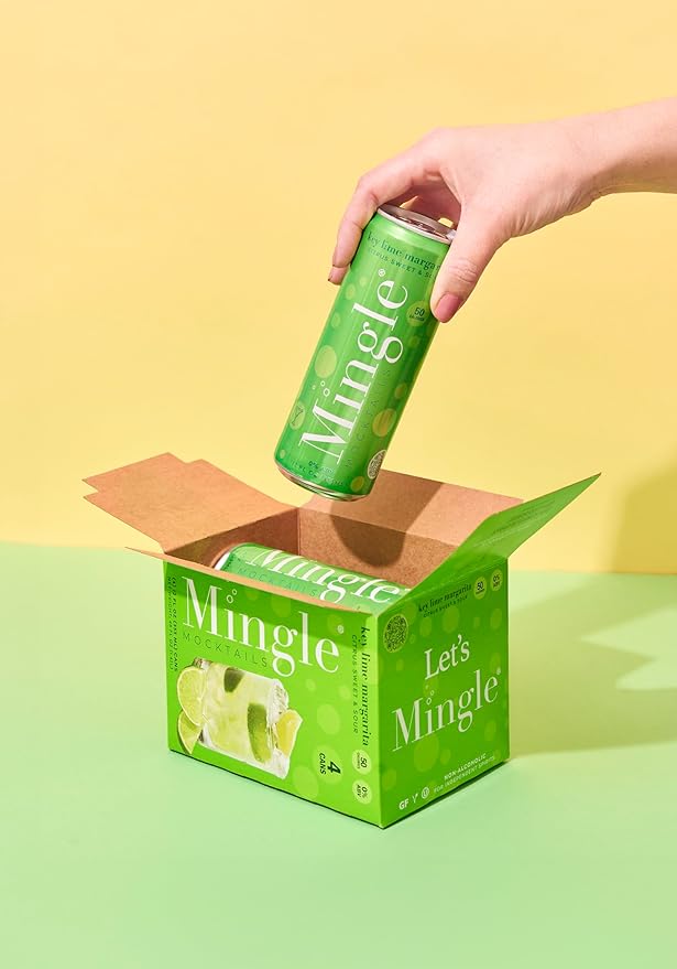 Mingle Mocktails Premium Non-Alcoholic Cocktails - Key Lime Margarita Mocktail, 12 FL Oz Cans, (Pack of 24)