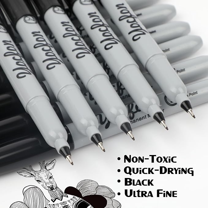 Permanent Markers Ultra Fine Tip, Bulk Pack Of 72 Count Black Permanent Marker Set, Quick-Drying Ink, Works On Plastic, Wood, Stone, Metal And Glass
