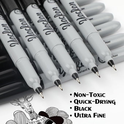 Permanent Markers Ultra Fine Tip, Bulk Pack Of 72 Count Black Permanent Marker Set, Quick-Drying Ink, Works On Plastic, Wood, Stone, Metal And Glass