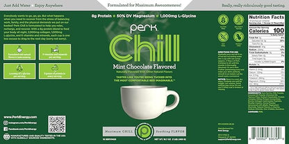 Perk Chill Mint Chocolate Flavored Drink Mix (18 Servings) - Gluten-Free, Peanut-Free