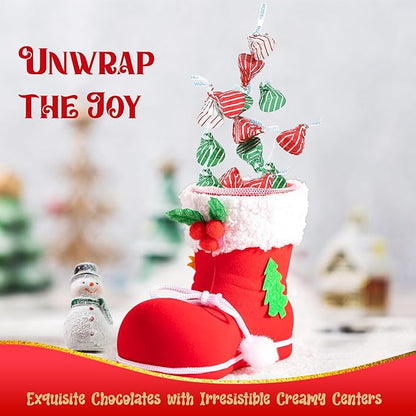Christmas Hugs Milk Chocolate, 2 LB Bulk Candy (Approx. 190 Pieces) – Festive Red, Green, and Silver Wrapped Chocolates for Holiday Parties, Stocking Stuffers, and Baking