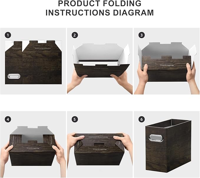 Oterri Cardboard File Organizer Box for Hanging File Folders Letter Size,File Box for Computer Desk,File Cabinet,Working Home,Office,Classroom (Brown Wood Grain Print, Letter Size - 2 Packs)
