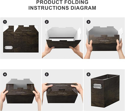 Oterri Cardboard File Organizer Box for Hanging File Folders Letter Size,File Box for Computer Desk,File Cabinet,Working Home,Office,Classroom (Brown Wood Grain Print, Letter Size - 2 Packs)