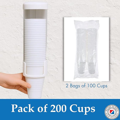 Henry Schein Disposable Cups, 5 oz, White (200 Count) – Dental Rinse Cups, Double-Coated for Durability, Latex-Free, Embossed Grip, Ideal for Medical, Office, and Event Use