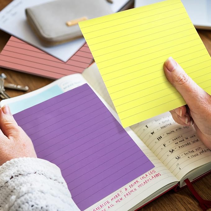 8 Pads Big Sticky Notes 11 x 11 Inch Lined Jumbo Large Sticky Notes for Wall,Giant Strong Power Memo Square Post for Office, 25 Sheets/Pad(Bright Color)