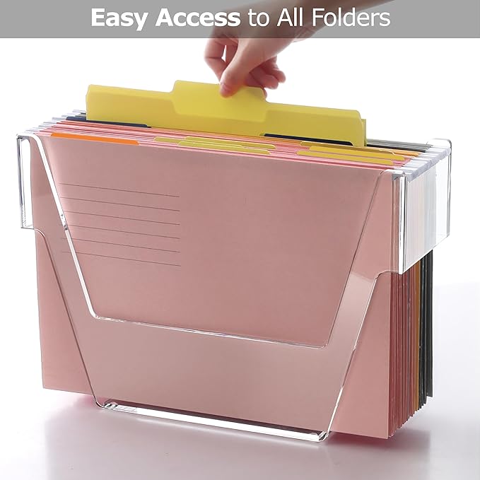 DINGHUO Hanging File Folder Frame, Legal Size Hanging File Organizer, Acrylic File Holder Filing Organizer Box Storage for Desk, Home Office, School - 1 Pack