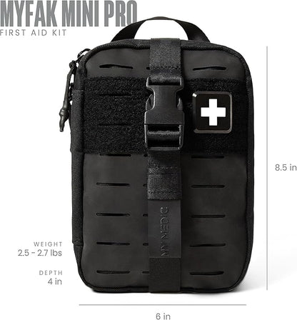 My Medic MyFak Mini Pro First Aid Kit - Small and Lightweight for Camping Hiking and Backpacking - 70 Items IFAK with Tourniquet - HSA/FSA Great for Travel - Black