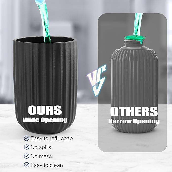 Automatic Soap Dispenser Liquid Touchless: 9oz Plastic Black - Rechargeable Electric Smart 3-Level Adjustable Modern Auto Soap Dispenser - Bathroom Kitchen Hand Dish Lotion