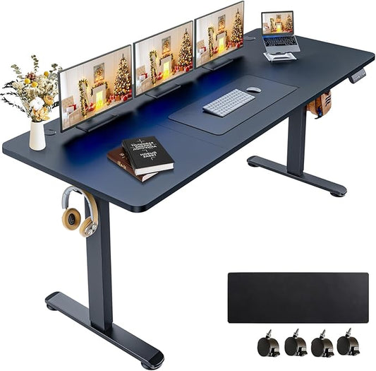 Electric Standing Desk 70 x 27 Inches Adjustable Height Sit Stand Up Desk for Home Office Computer Workstation Memory Preset with Wheels,Rustic Black