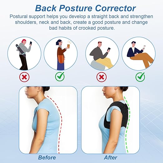 Posture Corrector for Women, Adjustable Back Brace Spine Corrector, Breathable Shoulder Straightener for Posture Support, Relieve Shoulder, Neck & Back Pain