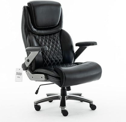 Office Chair, 500 lbs Ergonomic Big and Tall Computer Desk Chair, High-Back Executive with Adjustable Headrest, 3D Reversible Armrests, Silent Wheels for Home, Office, Gaming (Black)