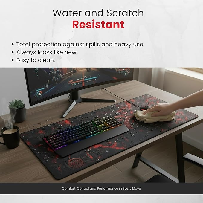 Gaming Mouse Pad XL Desk Mat 35.4x15.7 Inches – Large Mouse Mat with Non-Slip Rubber Base, Smooth Surface for Work & Play, Extended Desk Pad for Office or Gaming Setup