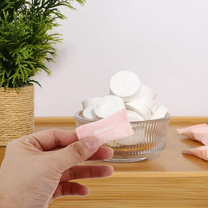 Disposable Compressed Face Towels Tablets 50pcs Portable Travel Facial Cleansing Wipes for Hiking Camping Hotel Use