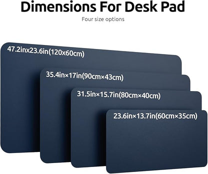 YSAGi Leather Desk Protector, Office Mat, Large Mouse Mat, Non-Slip PU Leather Blotter, Laptop Desk Mat, Waterproof Writing Pad for Office and Home (Dark Blue, 23.6" x 13.8")