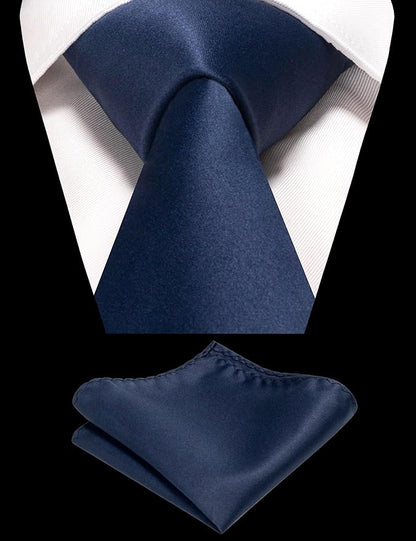 RBOCOTT Solid Color Tie and Pocket Square Hankerchief with Lapel Pin Set for Men