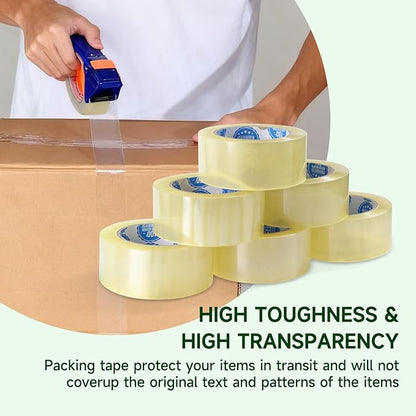 Transparent Packaging Tape, 36 Rolls - 2.0mil x 2.0in x 55yards, Clear Shipping Tape for Boxes, Packing, Office, Moving - Strong Adhesion, Easy Tear, for Sealing & Packaging - Ships from California