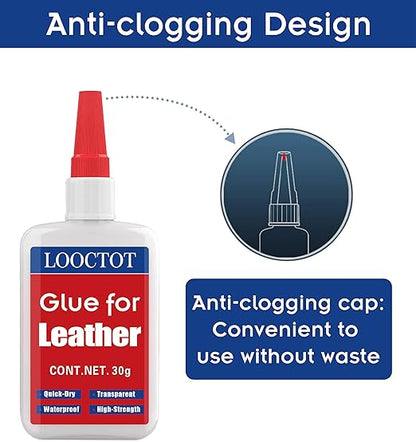 30g Leather Glue,Adhesive for Purses,Sofas and Furniture,Leathercraft;Super Instant Glue Bonding Between Leathers,Quick-Dry Waterproof Clear