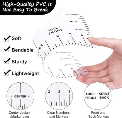 12pcs Tshirt Ruler Guide for Vinyl Alignment, T Shirt Measurement Accessories Tools for Cricut Heat Press & Cameo & HTV Transfer Vinyl, Stocking Stuffers Gifts for Women，Christmas Gifts for Mom