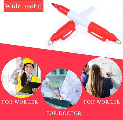 50 Pcs Mini Permanent Markers with Cap Clips Golf Ball Marker Pen Dry Erase Markers with Triangle Hook Golf Keychain Clips for Badge Red Ink Pens for Office School Outdoor Activities,Fine Point