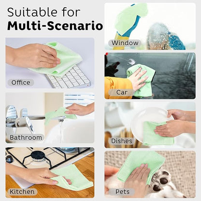 Matthew Microfiber Cleaning Cloth Roll 72Pack (12" x 12") Reusable Paper Towels&Washable Tear Away Towels,Ultra Water Absorbent Lint&Streak Free Cleaning Rags for Glass,Dishwash,Bathroom,Cars-Green